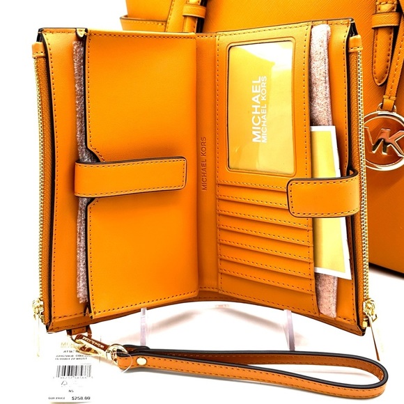 Michael Kors Large Charlotte Tote Bag & Double Zip Wallet Wristlet Cider (NWT) - Picture 14 of 15